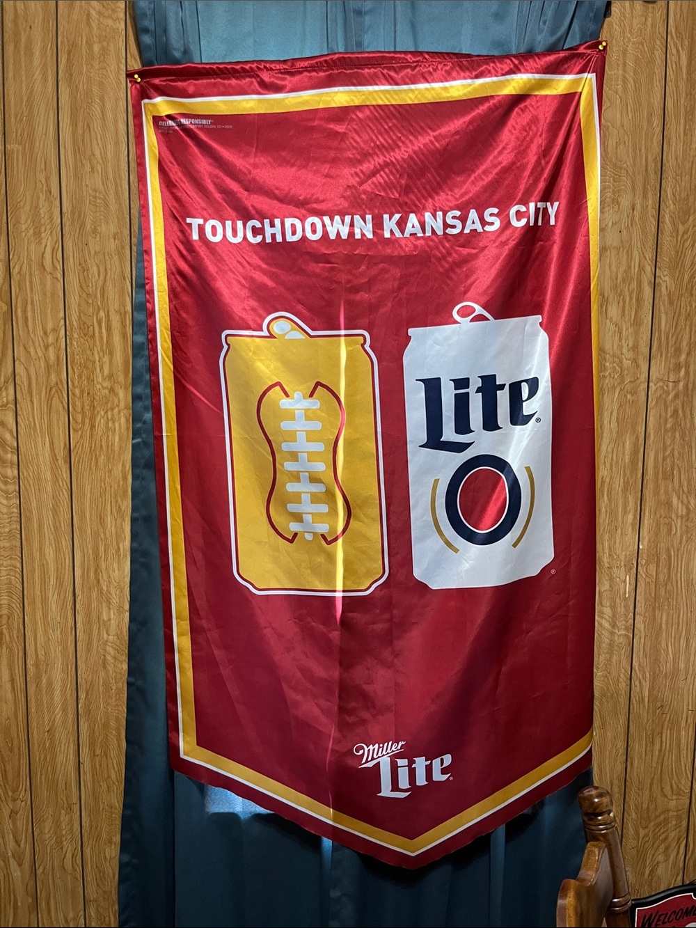 Miller Lite Touchdown Kansas City Banner - Red & Gold